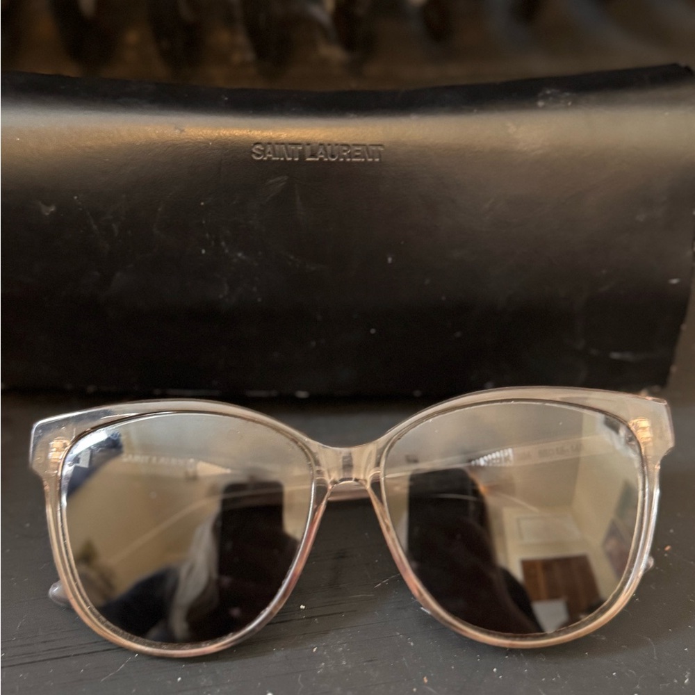 Saint Laurent Clear Frame Sunglasses with Smoke Lenses
